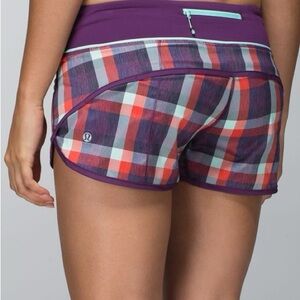 lululemon athletica Women's Multicolor Plaid Athletic Shorts